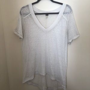 Free People White V-Neck Tee